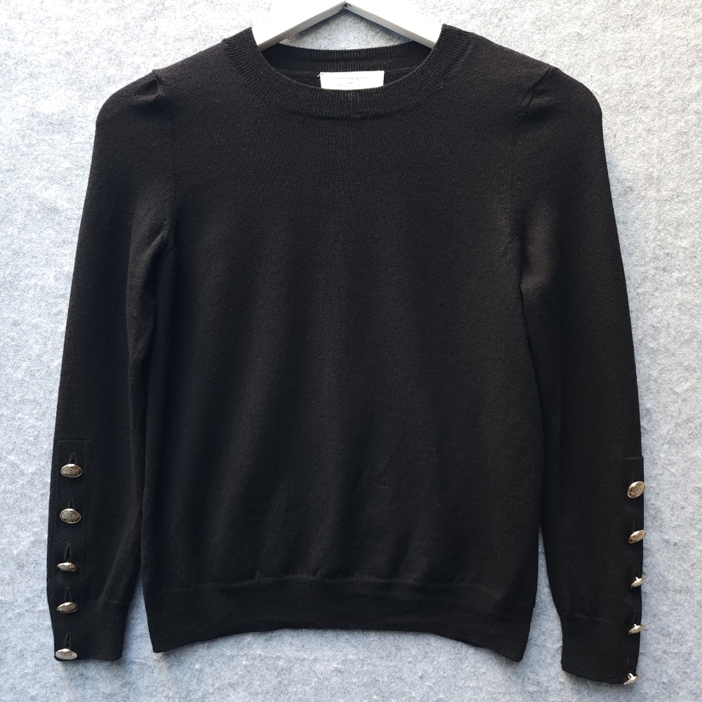 Sézane Paulo Jumper Pullover Sweater Merino Wool in Black SHRUNKEN - Picture 3 of 8